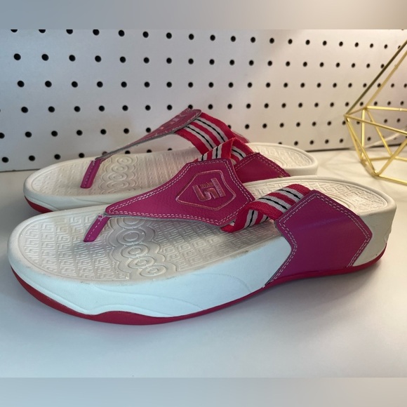 TheraSandal by TheraShoe Flip Flop Thong Therapy Molded Insole Pink Leather - Picture 5 of 14